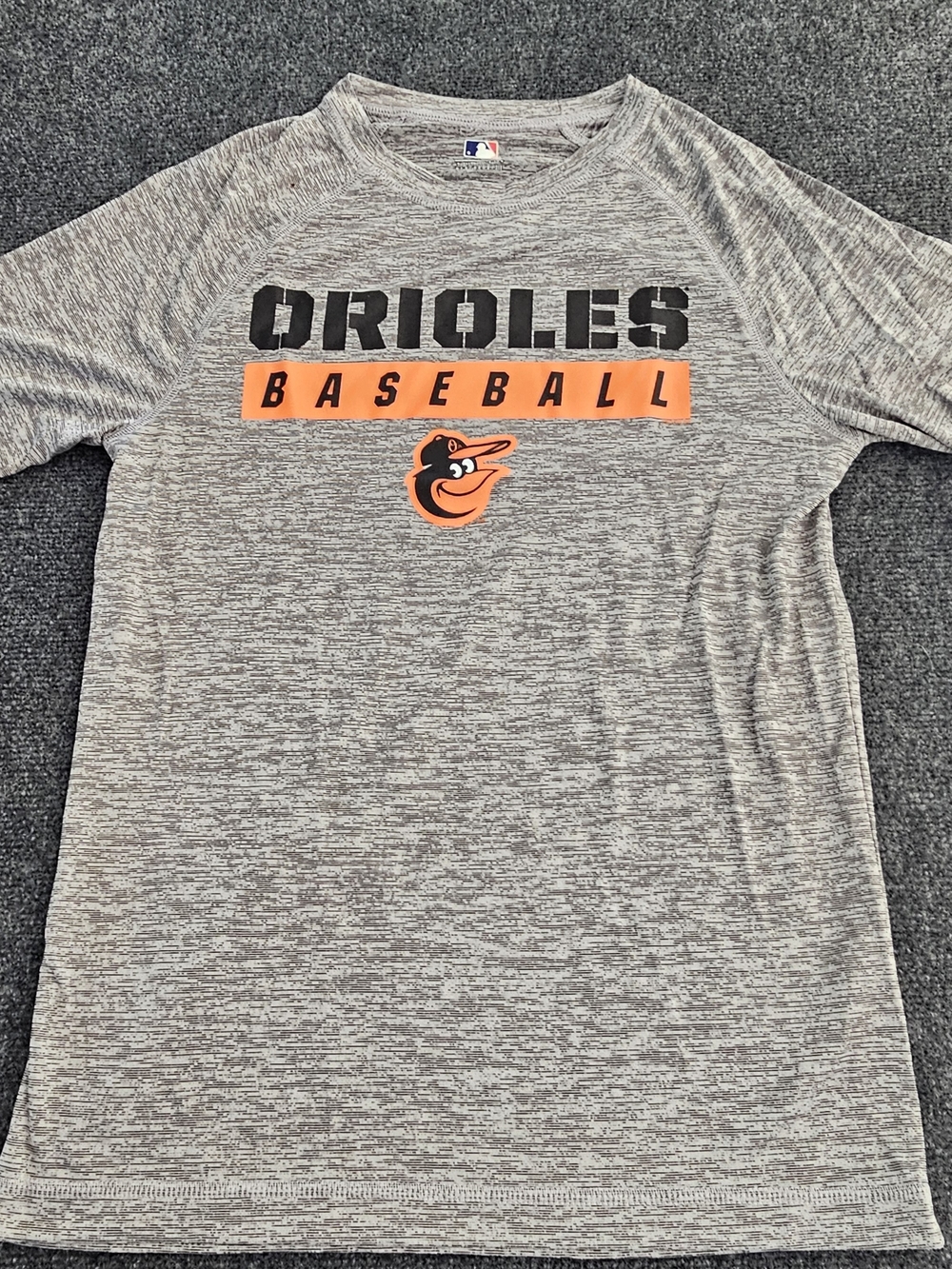 MLB Orioles Grey and Orange Short Sleeve Tee